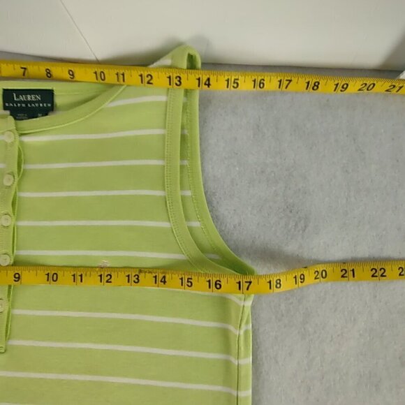 Lauren Ralph Lauren Womens 100% Cotton Green White Striped Midi Dress Size M - Picture 8 of 10